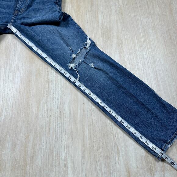 Abercrombie & Fitch 90s Ultra High Rise Straight Leg Blue Jeans Distressed 26 - Picture 5 of 14